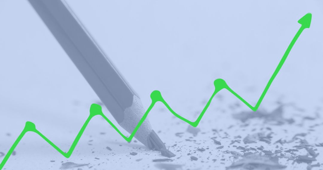 Pencil Depicting Upward Trendline with Shavings for Growth Concept