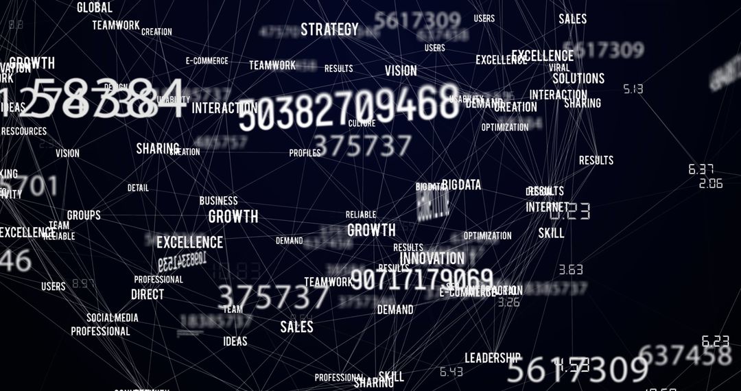 Global Network of Connections with Business Text on Digital Interface