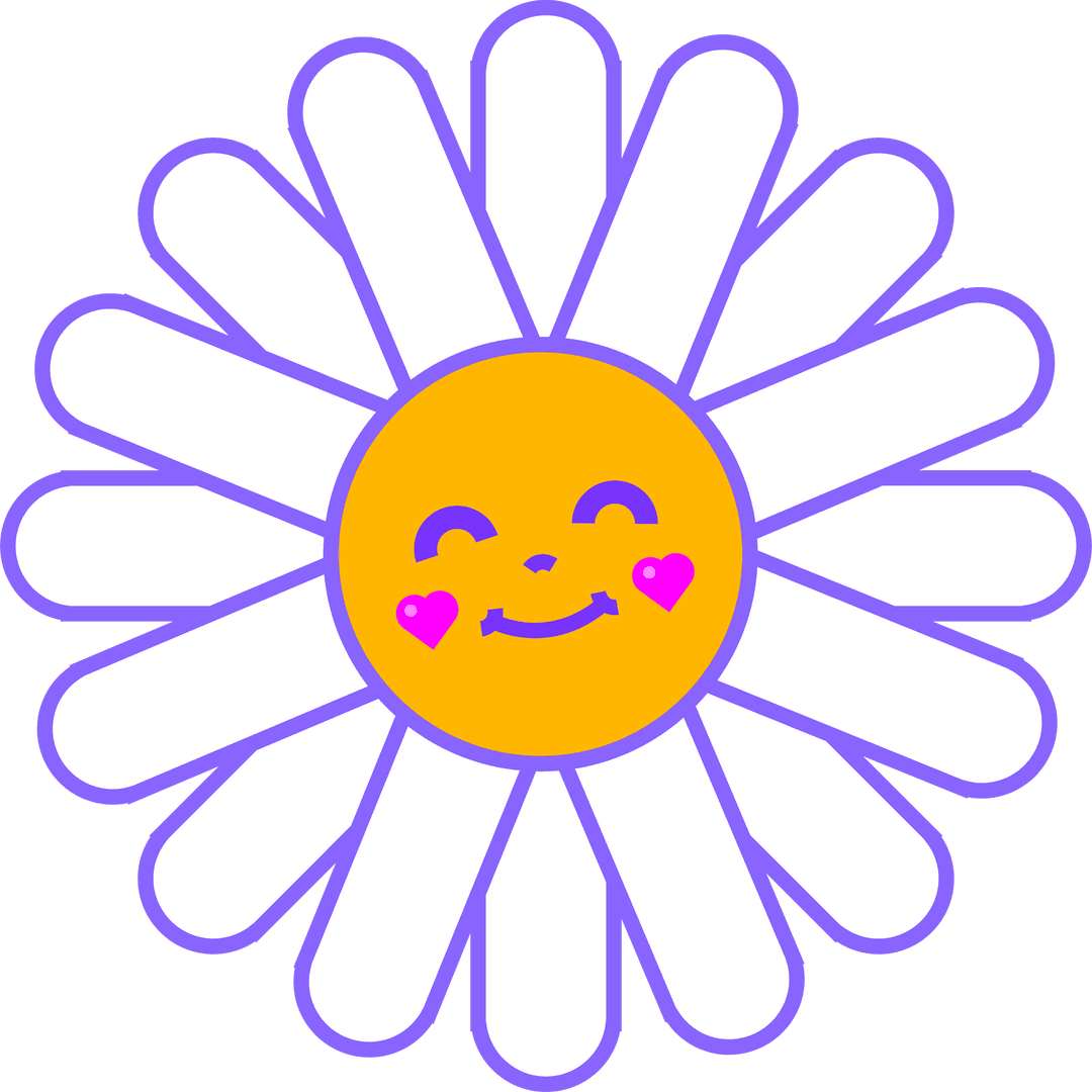Cheerful Daisy Flower with Smiling Face on Transparent Background