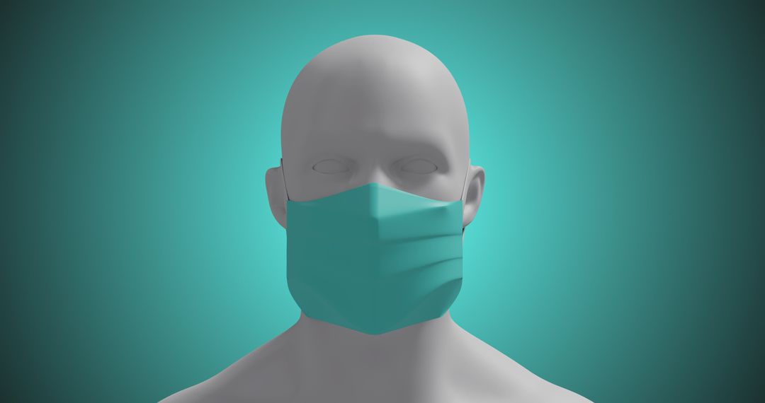 3D Model Wearing Face Mask on Turquoise Background for Health Safety - Free Images, Stock Photos and Pictures on Pikwizard.com