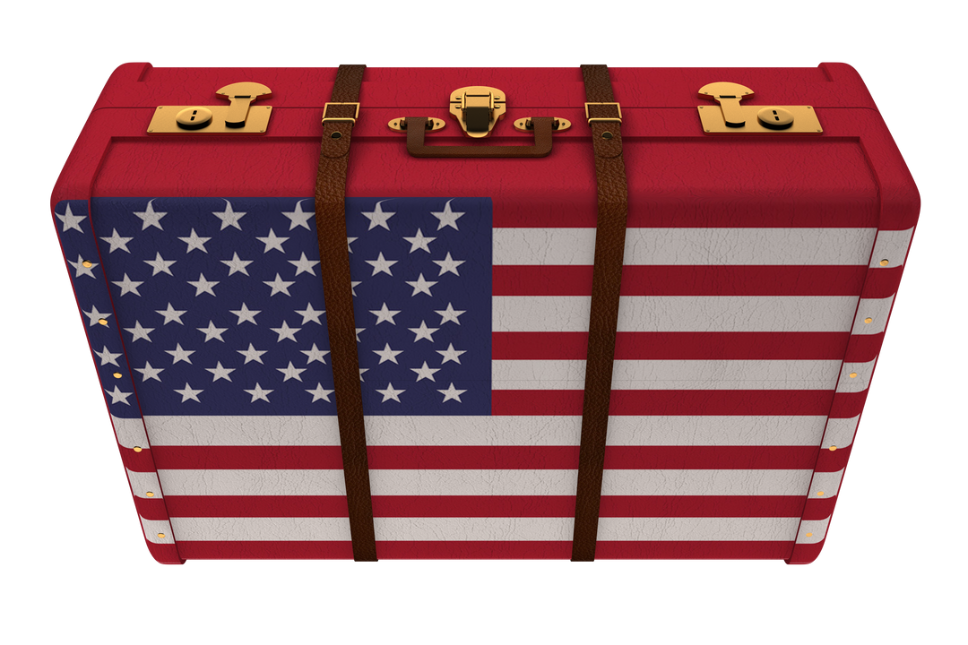 Suitcase with USA Flag on Transparent Background Conceptual Illustration - Download Free Stock Images Pikwizard.com