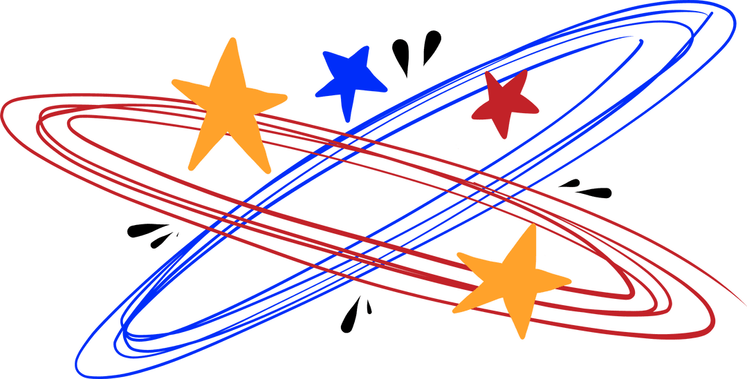 Colorful Celestial Orbits with Stars on Transparent Background