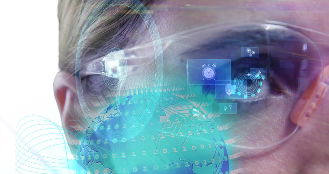 Futuristic VR Interface with Augmented Reality Icons