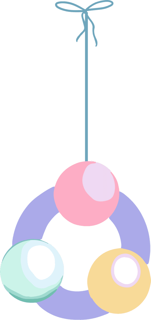 Charming Pastel Hanging Ornament with Lavender Ring on Transparent Background