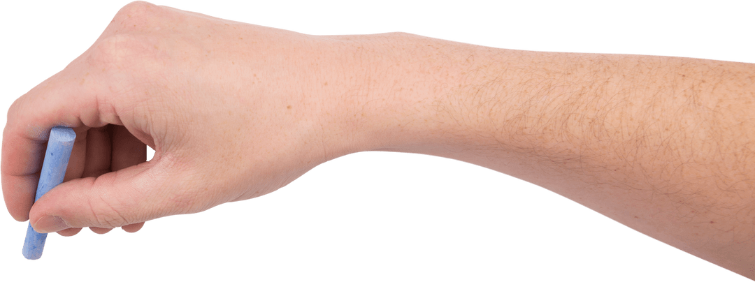 Transparent Hand Writing with Blue Chalk Close-Up