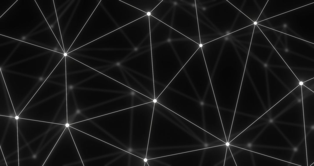 Abstract Network Connections with Glowing Nodes on Black Background