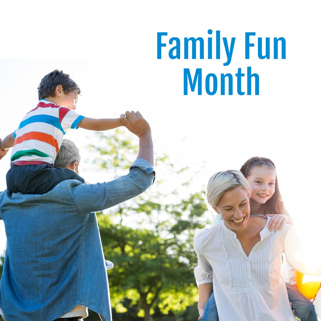 Smiling Family Enjoying Outdoor Play during Family Fun Month