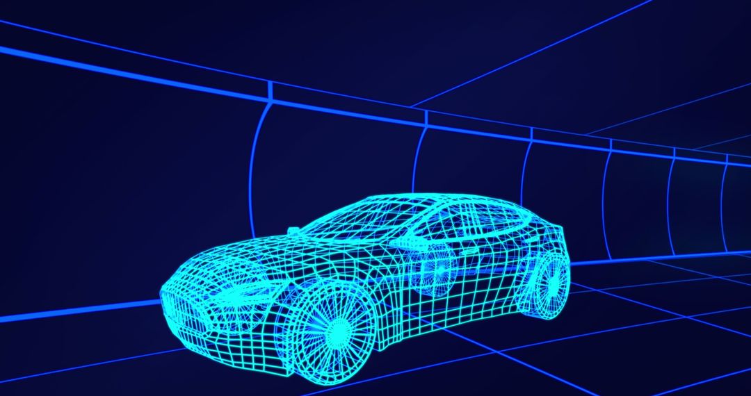 Futuristic 3D Wireframe Car with Virtual Background
