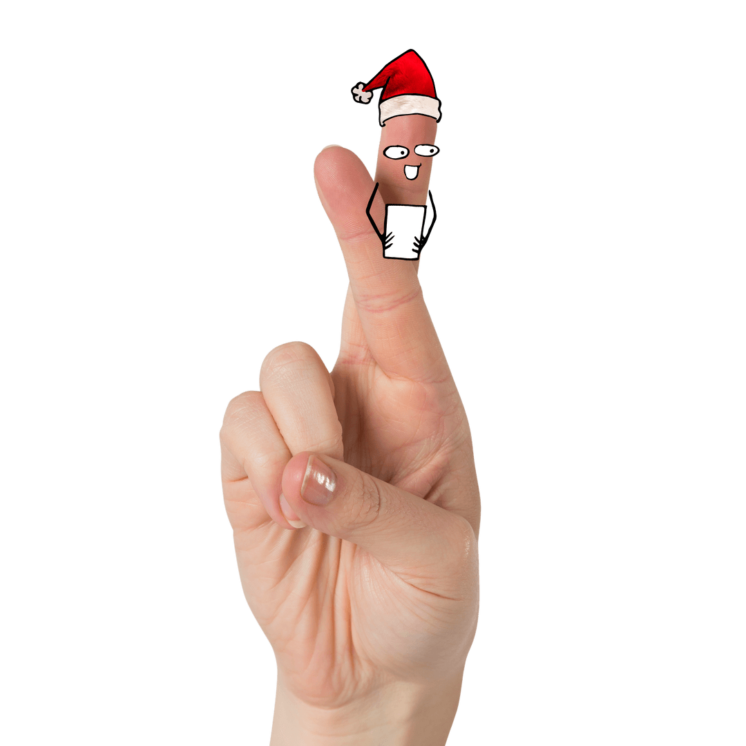Digital Santa Puppet on Finger with Transparent Background