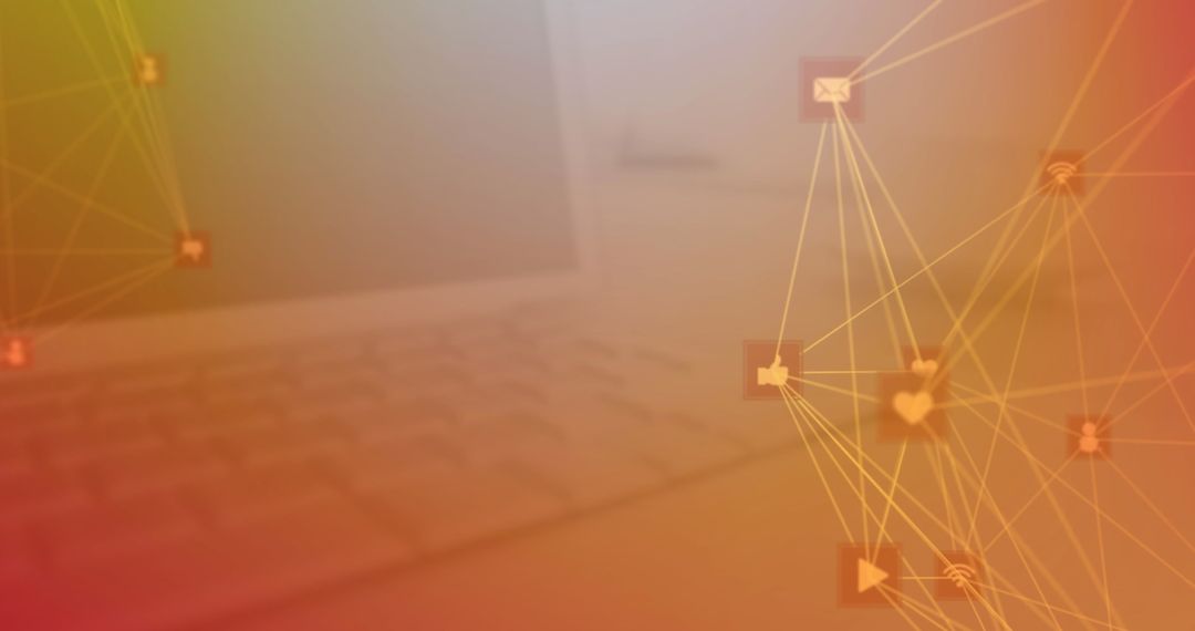 Digital Icons Spinning around Laptop Symbolizing Global Networking