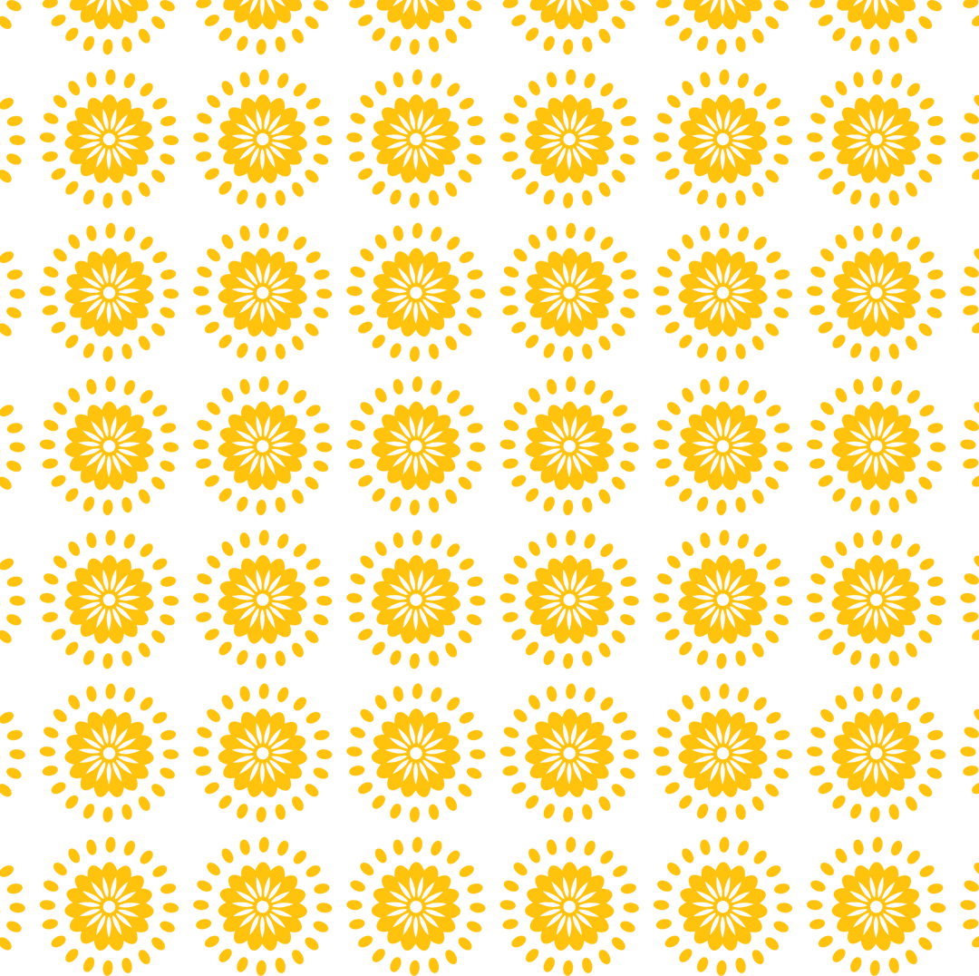 Yellow Rosettes Pattern on Transparent Background Vector PNG