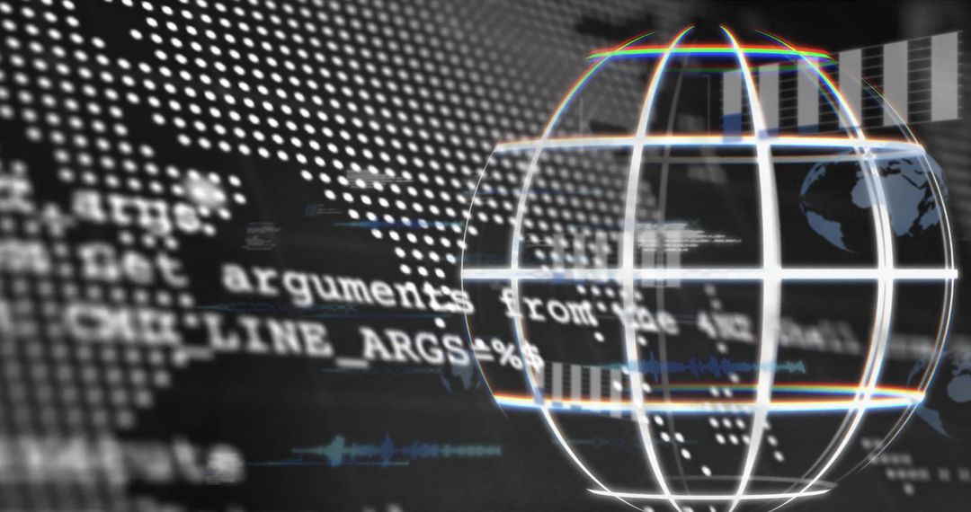 Digital Globe and Data Stream Illustration on Black Background