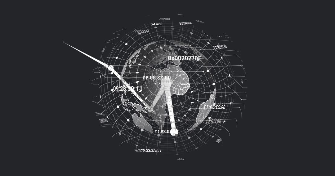 Global Digital Hologram with Grid and Data Overlay