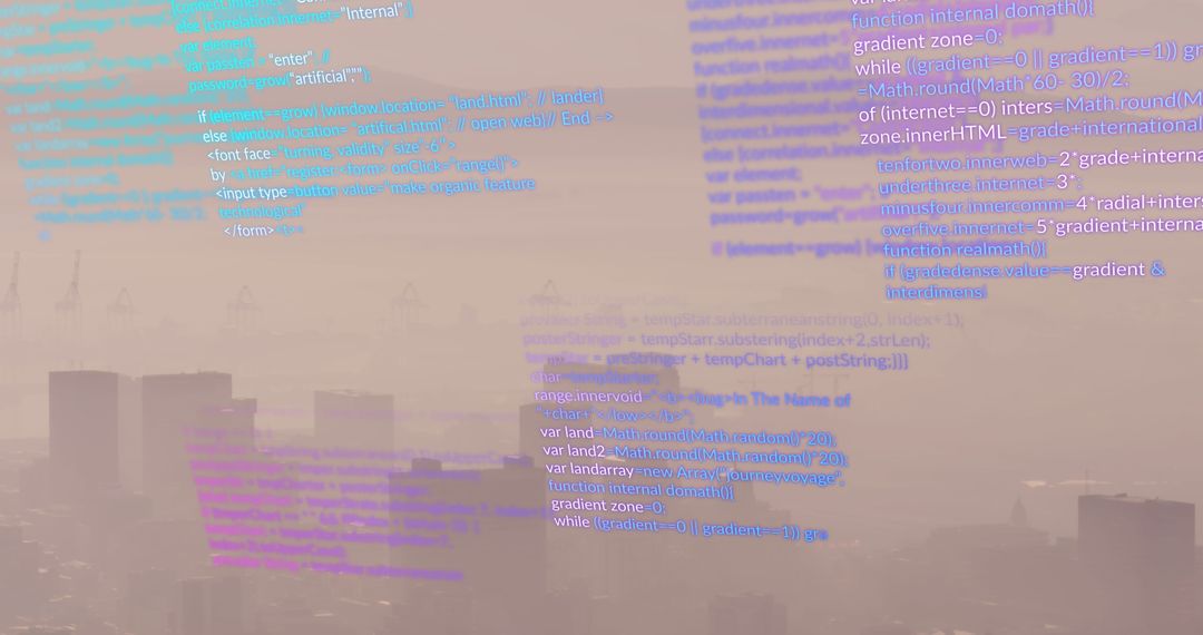 Data Processing Interface Over Urban Cityscape