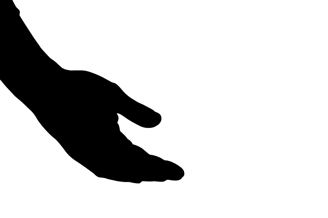 Silhouette of Hand Reaching Up on Transparent Background