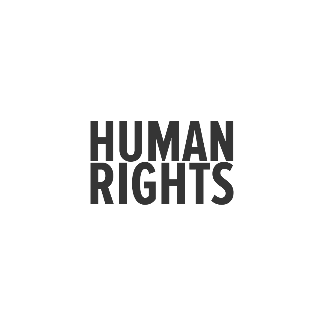 Transparent Text Overlaid on Bold Human Rights Message