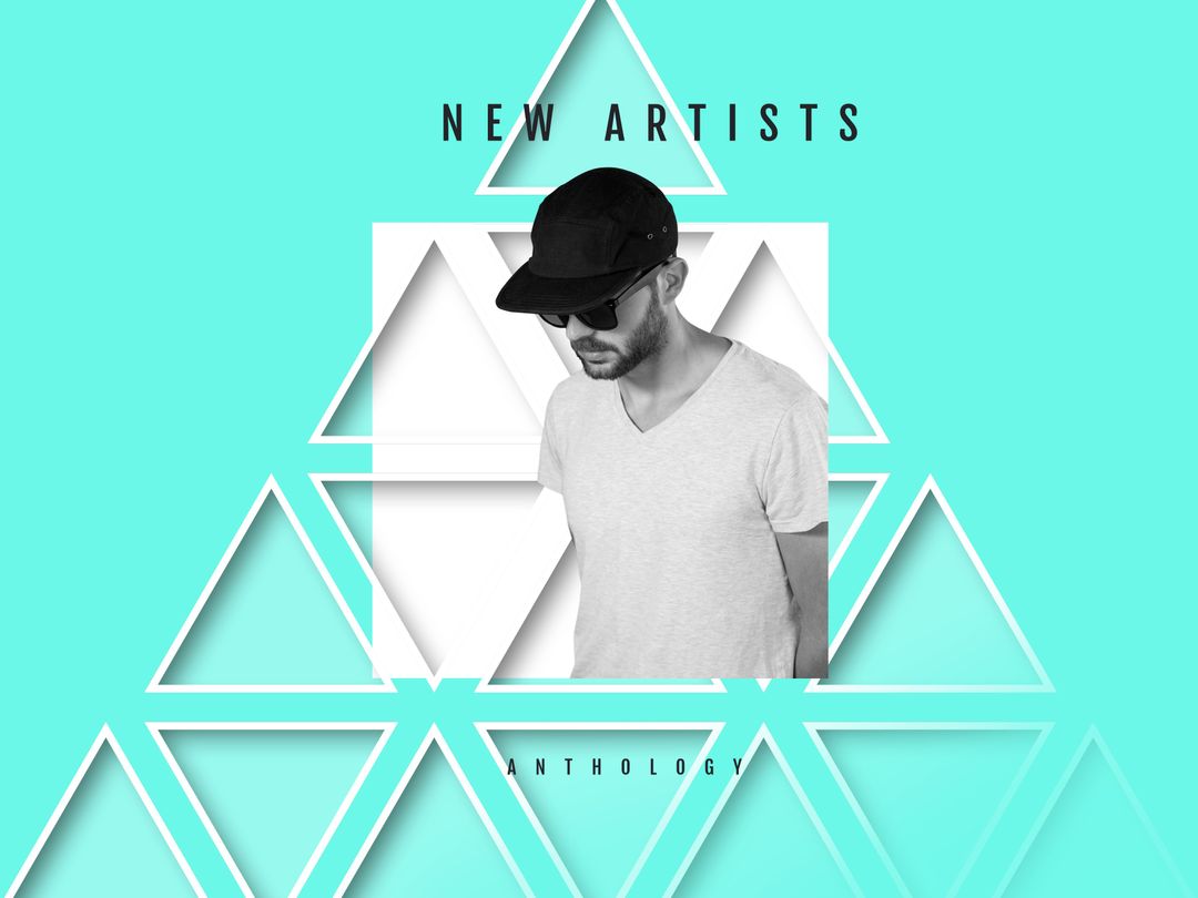 Contemplative Artist with Geometric Backdrop Illustration