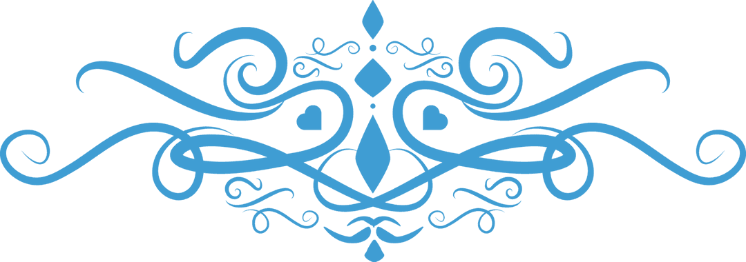 Decorative Blue Swirl Motif Design on Transparent Background