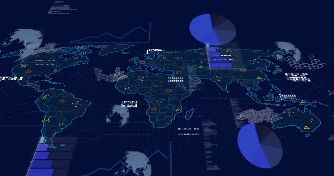 Digital Interface with World Map and Data Visualizations - Free Images, Stock Photos and Pictures on Pikwizard.com