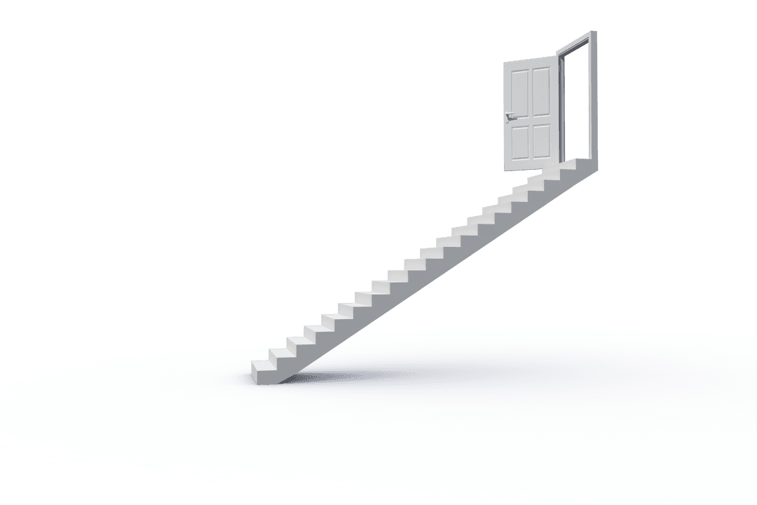 Transparent Staircase Leading to Open Door with Clear Background