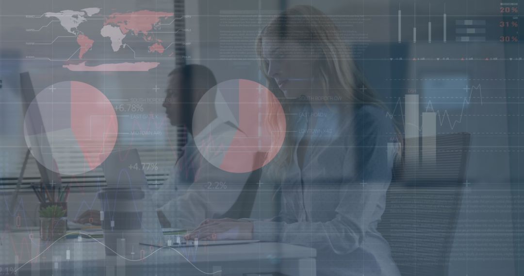 Businesswoman Analyzing Data on Laptop with Statistical Graphics