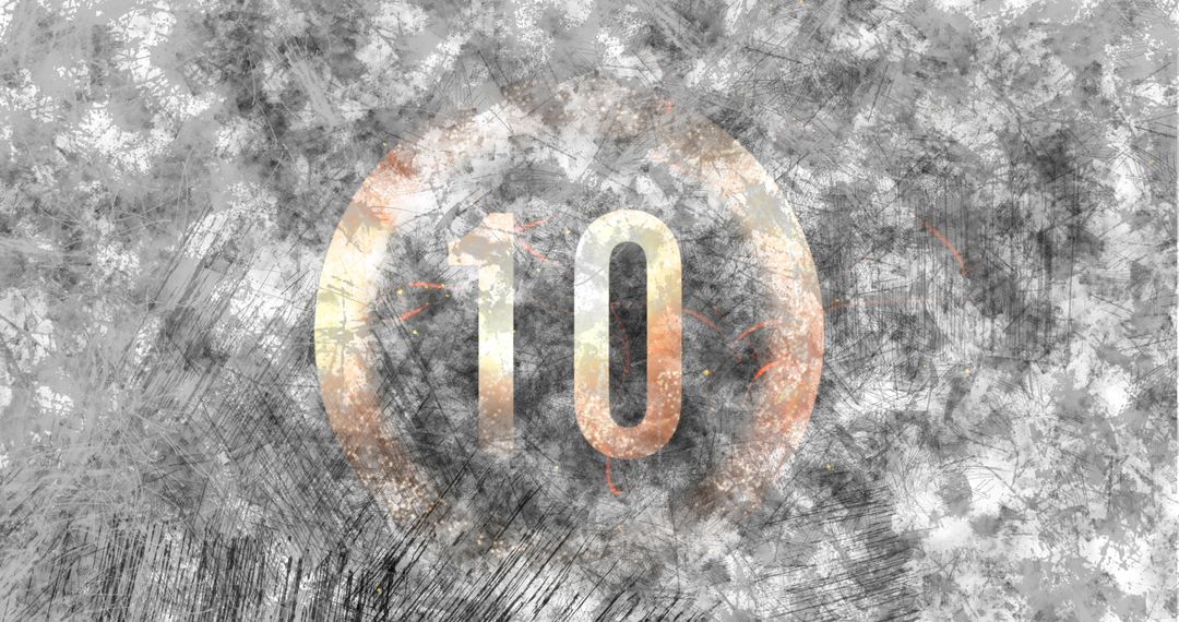 Abstract Number 10 on Distressed Grunge Background