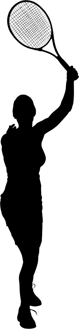 Silhouette Female Tennis Player on Transparent Background