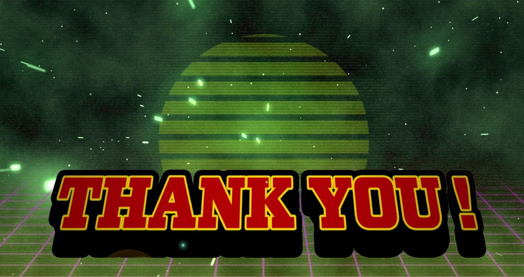 Retro Futuristic Thank You Banner with Digital Aesthetics