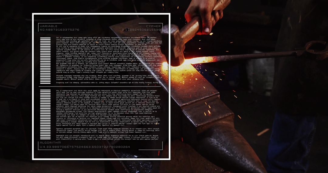 Blacksmith Working in Workshop with UI Elements Overlay
