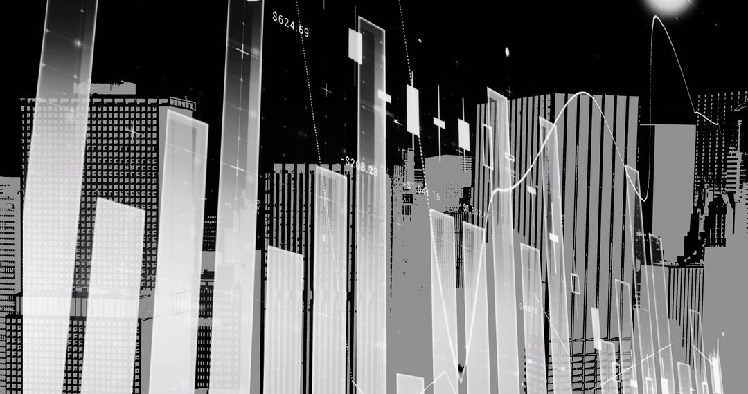 Futuristic Financial Data Overseeing Cityscape