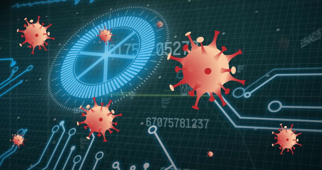 Virus Particles on Digital Interface with Circuit Traces