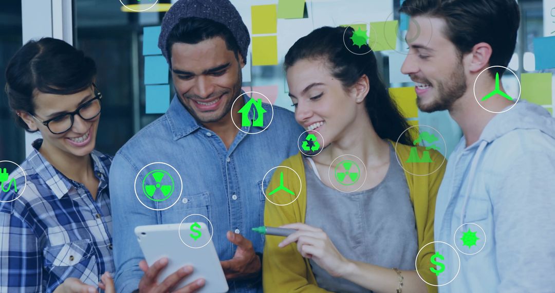 Diverse Team Collaborating on Environmental Tech Solutions