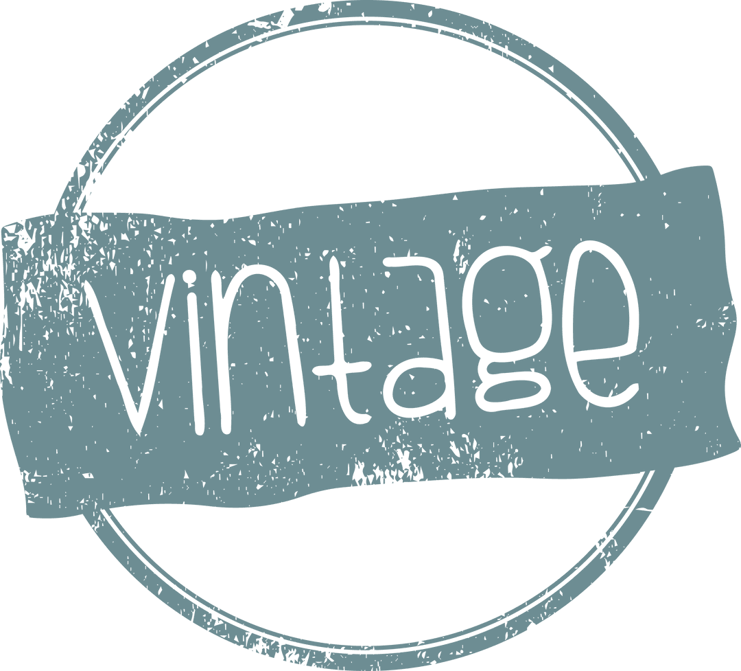 Vintage Text with Circular Emblem on Transparent Background