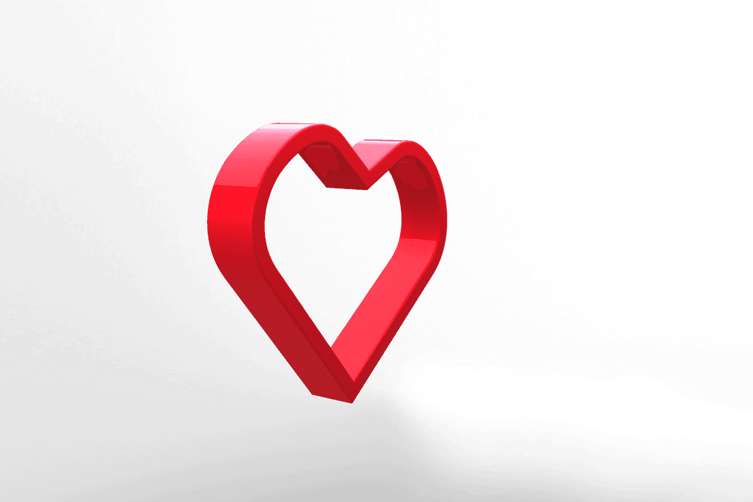 Digital Love Symbol Transparent Red Heart on Clear Background