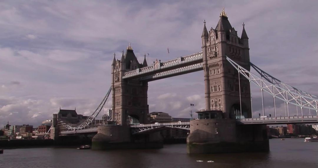 Iconic Tower Bridge Over River Thames on a Cloudy Day