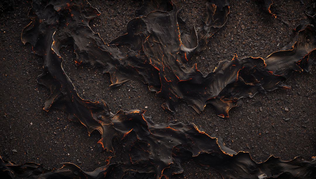 Molten Lava Surface with Embers in Ash Terrain