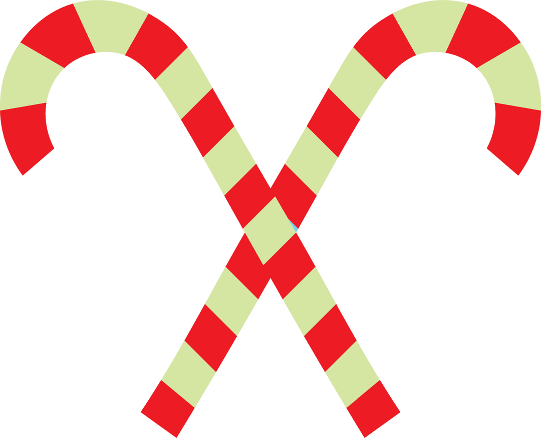 Digital Illustration of Crossed Christmas Lollipops on Transparent Background