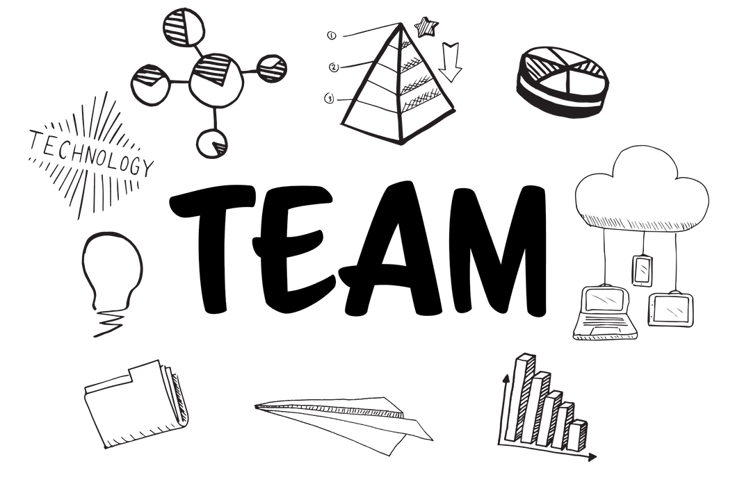 Transparent Business and Technology Icons with Team Concept