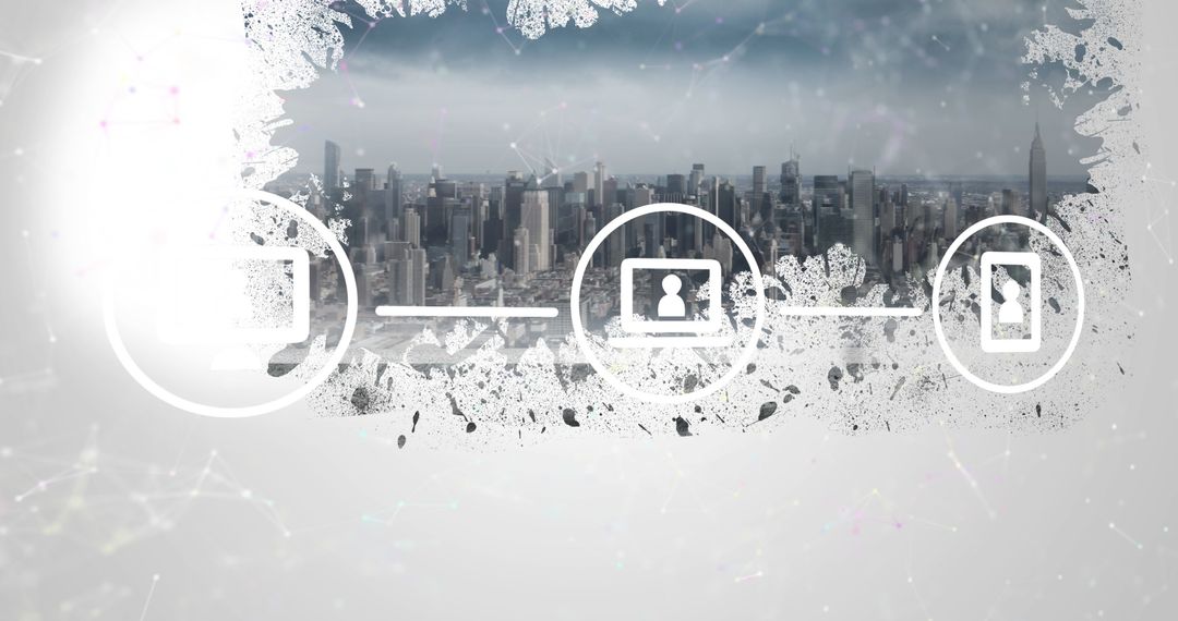 Data Processing Concept with Cityscape and Digital Light Trails