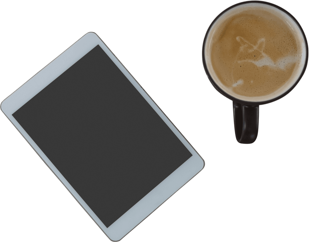 Transparent Coffee Cup and Blank Tablet for Business Concepts