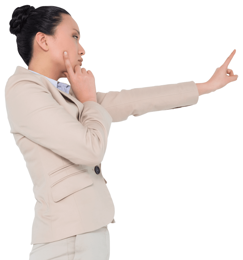 Transparent Image of Businesswoman Pointing with Serious Expression