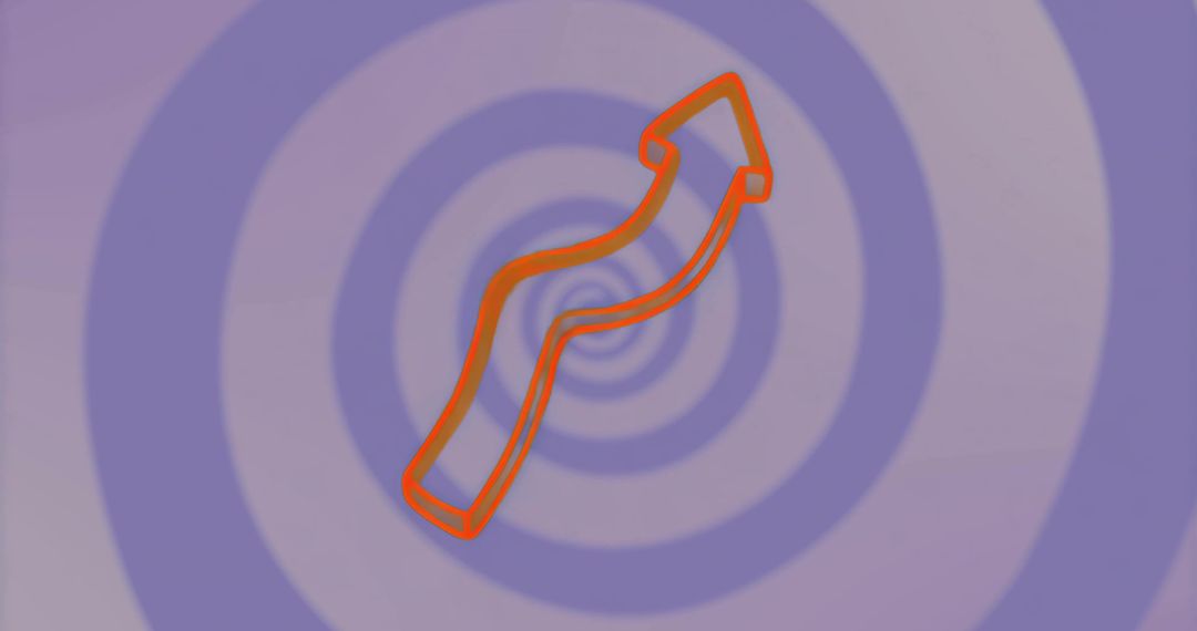 Abstract Rising Orange Arrow with Hypnotic Spiral Pattern