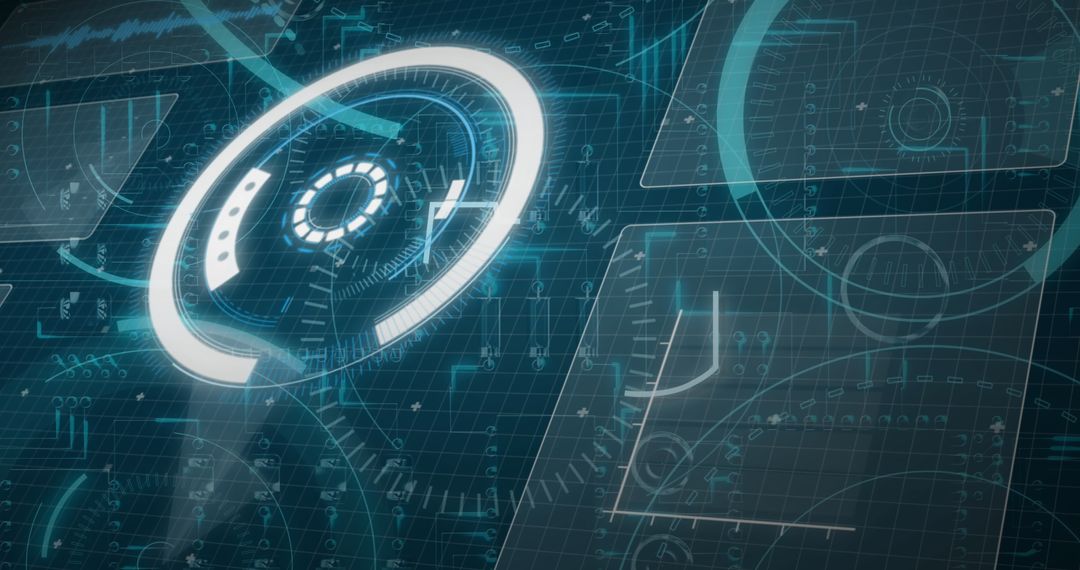 Futuristic Digital Abstract Interface with Illuminated Graphic Elements