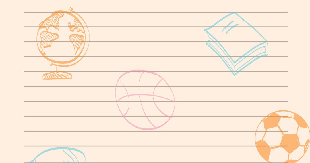 Colorful School Icons on Lined Background for Educational Decor