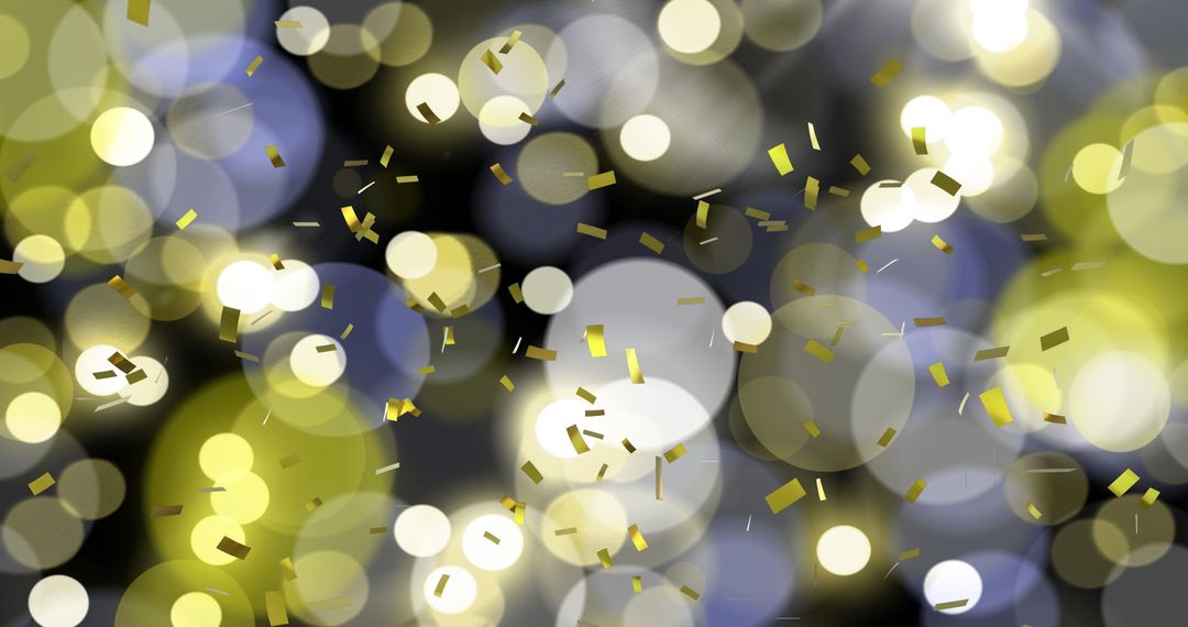 Glittering Gold Confetti with Festive Bokeh Lights Background