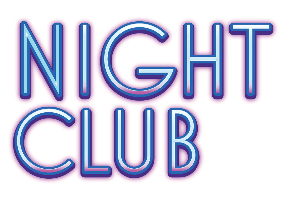 Night Club Typography Design on Transparent Background