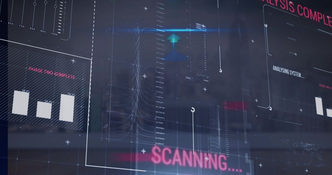 Data Processing Interface Over Cityscape Illustration