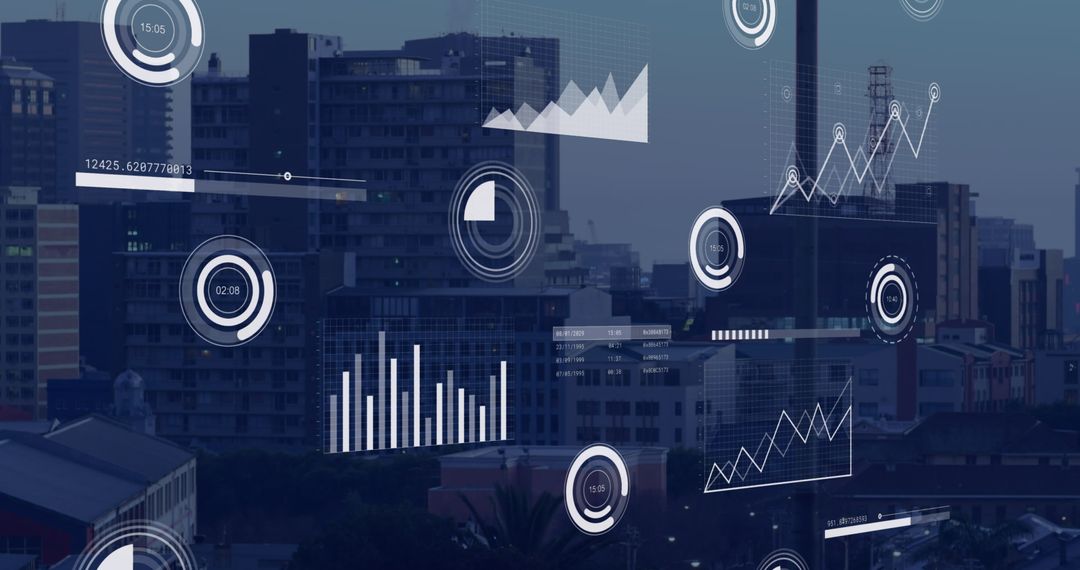 Data Visualization and Analytics Concepts over Urban Skyline