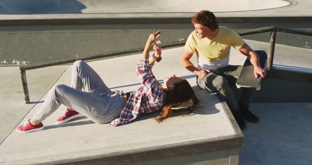 Teen Friends Relaxing at Skatepark Taking Selfie - Free Images, Stock Photos and Pictures on Pikwizard.com