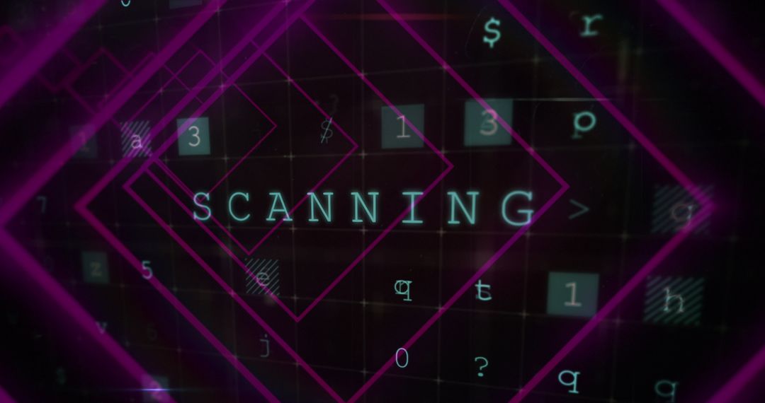 Digital Matrix with Neon Shapes Reflects Data Processing